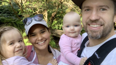 Lindsay Melbourne with husband Luke and their daughters