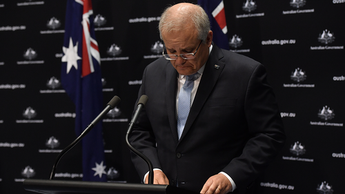 CANBERRA, AUSTRALIA - JUNE 12: Prime Minister Scott Morrison during a press conference in the Main Committee Room at Parliament House on June 12, 2020 in Canberra, Australia. (Photo by Sam Mooy/Getty Images)