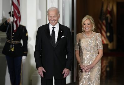 US President Joe Biden and first lady Jill Biden at the White House on October 25, 2023 ahead of a state dinner
