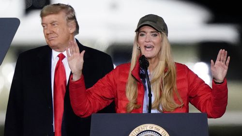 Kelly Loeffler campaigning with Donald Trump in Georgia yesterday.