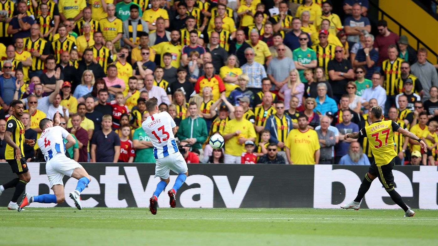 Watford's Roberto Pereyra scores his side's first goal 