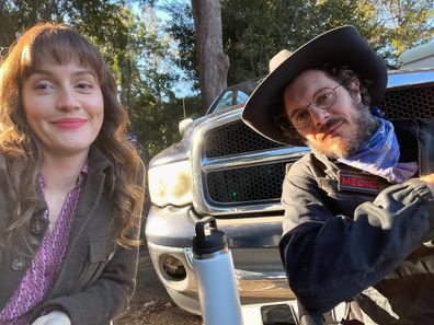 Leighton Meester in Australia with her husband Adam Brody 