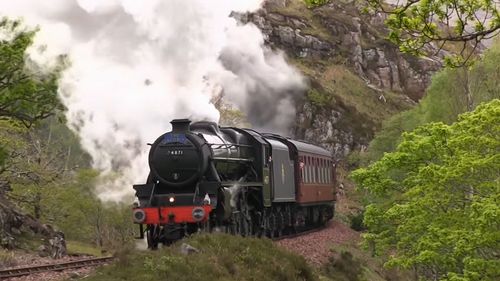 The steam train, called the Jacobite, runs regular excursions through the Scottish countryside.