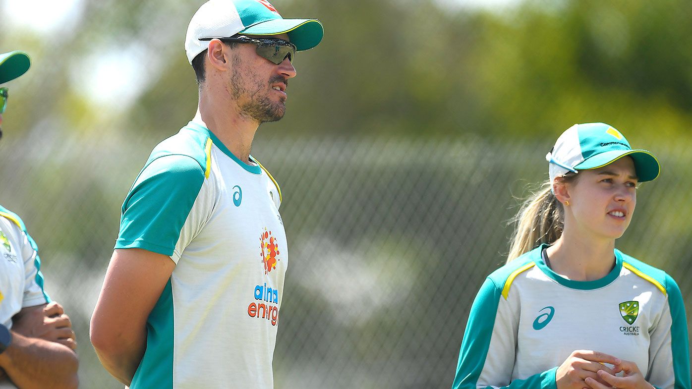 Mitchell Starc is seen during an Australian One Day International team training session at Great Barrier Reef Arena on September 23, 2021 in Mackay, Australia. (Photo by Albert Perez/Getty Images)