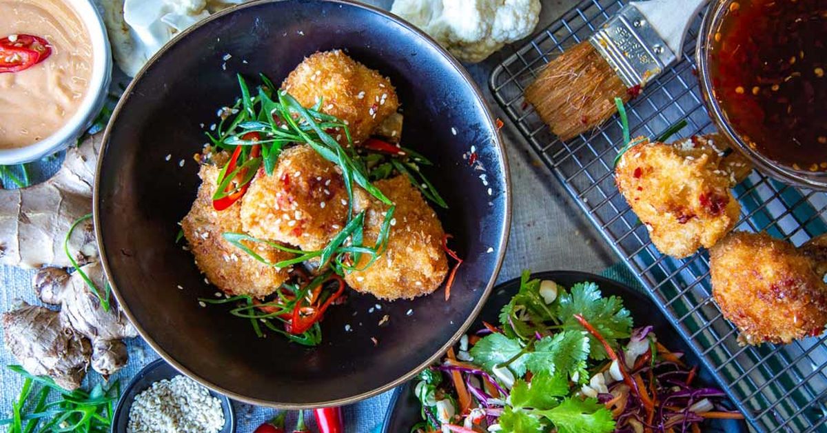 The Cameron-Bradley's Vegan Cauliflower 'Wings' with Sriracha Aioli and Slaw recipe - 9Kitchen