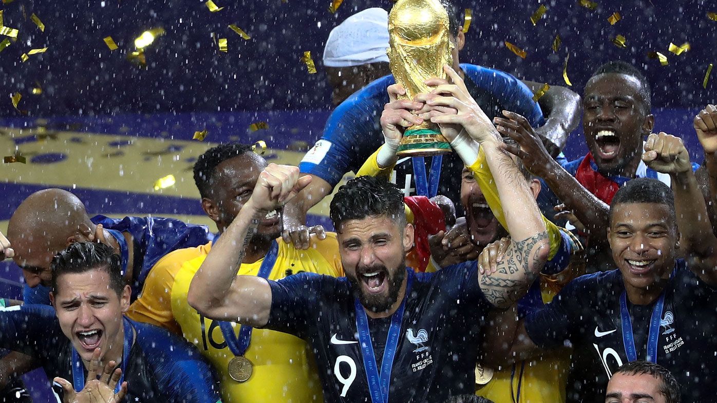 France celebrates their World Cup win.