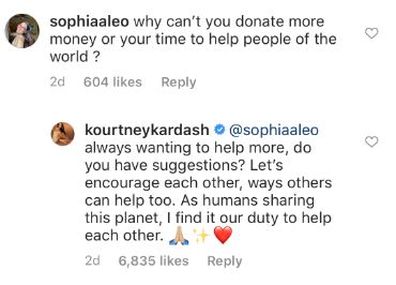 Kourtney Kardashian, vacation, Instagram photo, comment