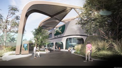 Renders reveal the planned facade for the new Taronga Zoo Wildlife Hospital in Sydney. 