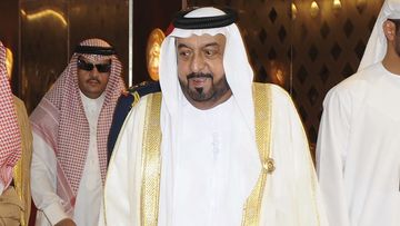 In this image made available by Emirates News Agency, WAM, UAE President Sheikh Khalifa bin Zayed Al Nahyan, 2nd right, walks with Saudi Arabia&#x27;s Prince Nayef bin Abdul Aziz, 3rd left, and Saudi Foreign Minister Prince Saud Al Faisal, 4th left, during the 31st Gulf Cooperation Council, GCC summit in Abu Dhabi, Monday, Dec. 6, 2010. 