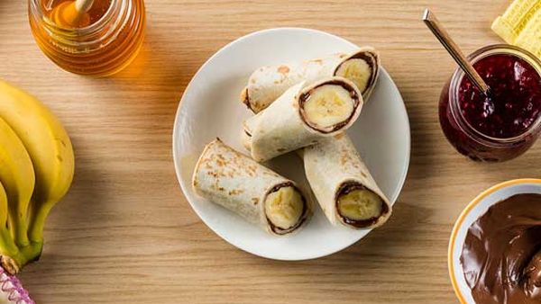 Chocolate and banana roll up