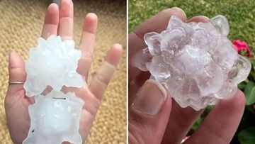 Golf ball-sized hailstones in Newcastle.