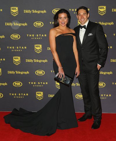 Billy Slater escorts his wife Nicole Slater along the red carpet. (Getty)