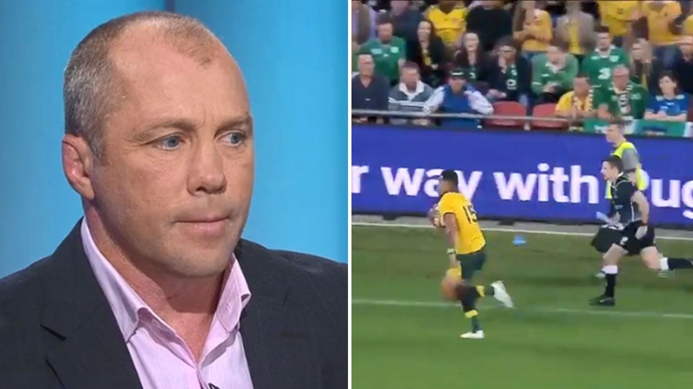 Wallabies' Israel Folau's disallowed try against Ireland on video review slammed as "dumbest thing' ever seen