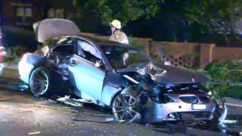 The man was allegedly driving erratically before crashing into two trees. (9NEWS)