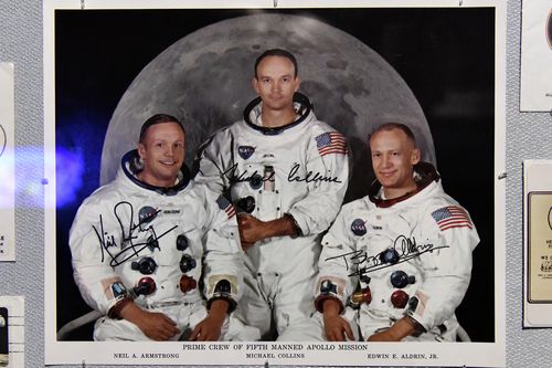 American astronauts Neil Armstrong, Michael Collins and Edwin Aldrin Jr. Apollo 11 commemorates the 50th Anniversary of the Moon landing. 