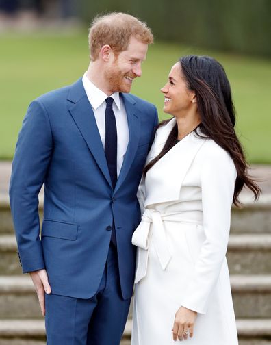 Prince Harry and Meghan Markle attend an official photocall to announce their engagement at The Sunken Garden, Kensington Palace on November 27, 2017 in London, England.  