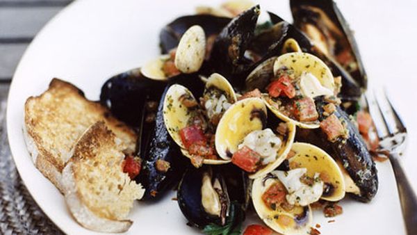 Clams and mussels in crazy water