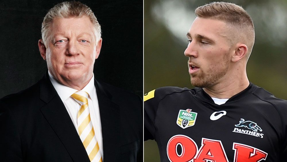 Channel Nine's Phil Gould (l) and Penrith back-rower Bryce Cartwright.