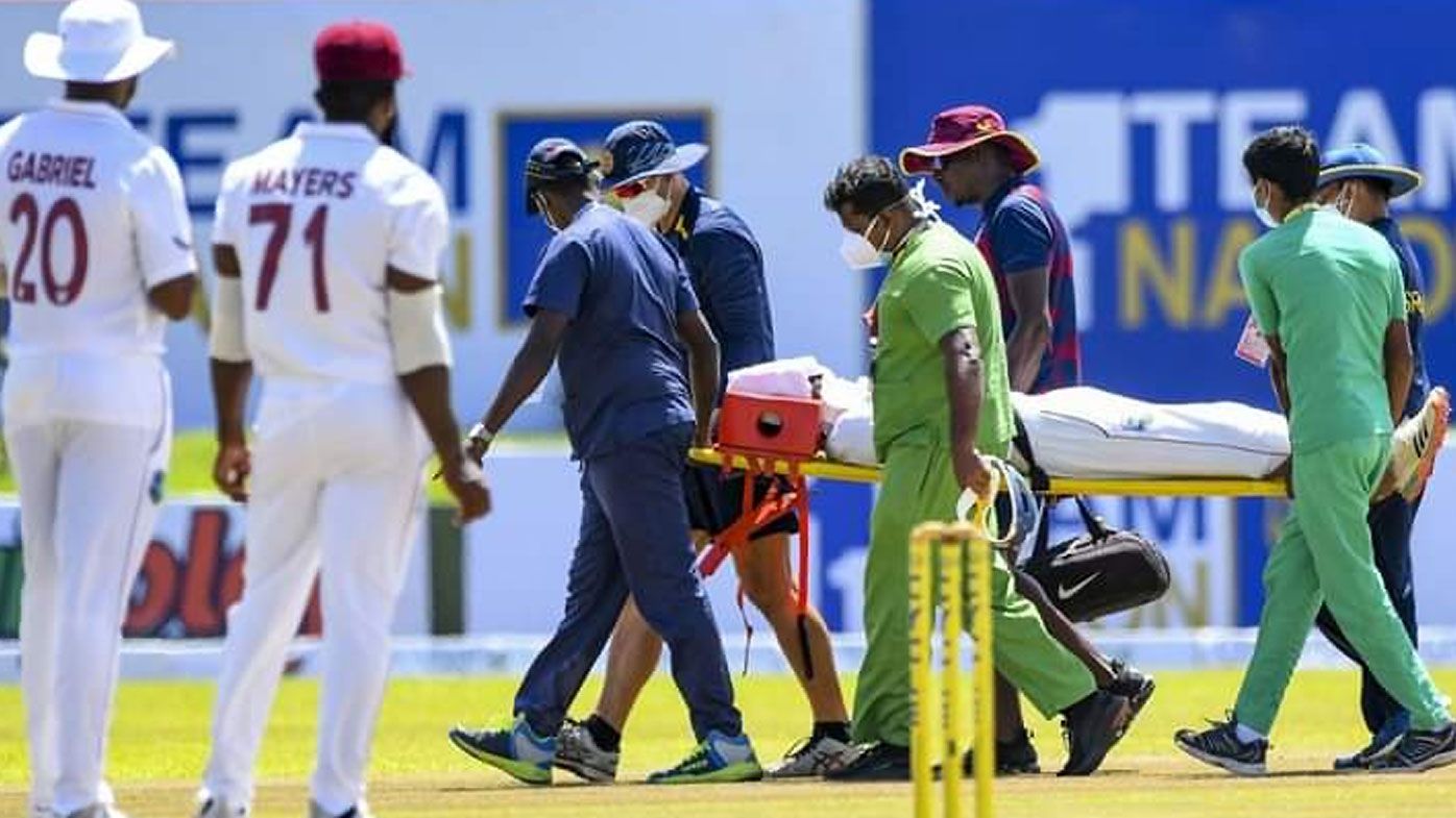 West Indies Test debutant hospitalised after copping 'nasty' head knock while fielding