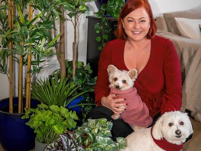 Shelly Horton with her plastic house plants.