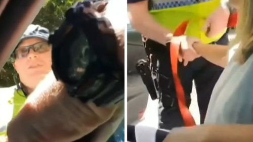 Vision has emerged of a woman in a showdown with police on the Gold Coast.