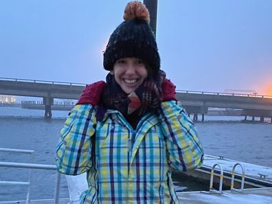 The end of a winter day of diving at the HMBEndeavor site, in Rhode Island. Notice icicles in the background and snow on the boat deck!