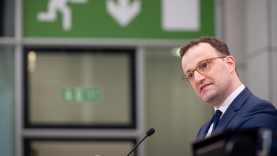 Jens Spahn, Germany's Federal Minister of Health, announced the AstraZeneca vaccine would be suspended on Monday.  (Kay Nietfeld/dpa via AP)