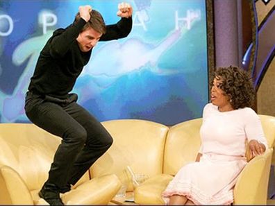 Tom Cruise jumps on Oprah's couch