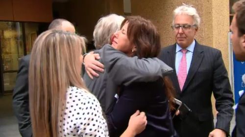 Ms Rowley's family outside the Coroner's court today. (9NEWS)