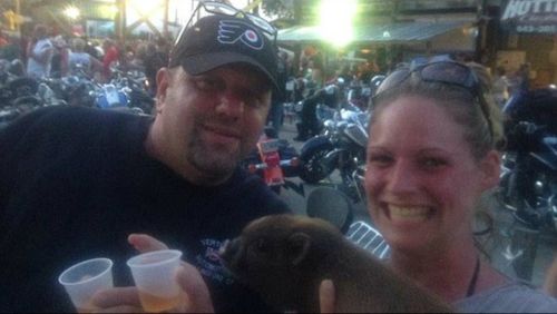 Rachel Boerner and a friend pictured with baby Hoeby shortly after he was purchased. (Facebook, Rachel Boerner)