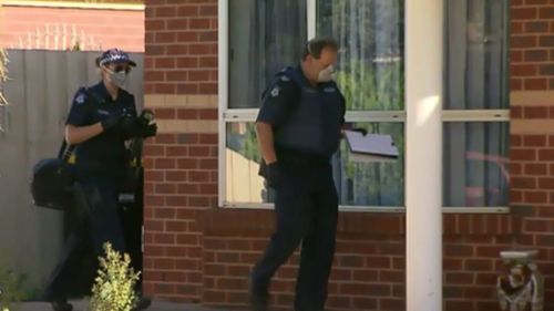 Police at the scene of the home invasion in Melbourne' north-west this morning. (9NEWS)