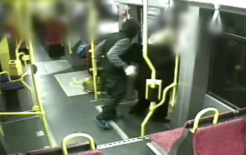 In one example, a man pushes a woman off a tram. (9NEWS)