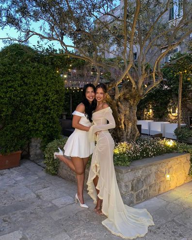 Isabelle Mathers wears cream dress to friend's wedding in Italy