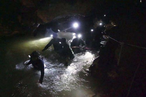 Rescue crews have been working slowly to extract the boys from the end of the cave. Picture: Supplied