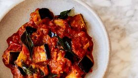 Eggplant curry with cumin rice