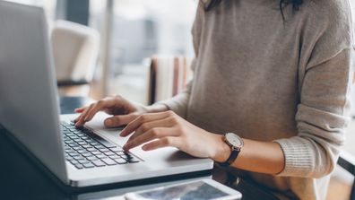 woman on computer