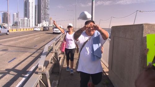 Campaigners on the Gold Highway asked drivers to honk for love and peace.