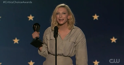 Cate Blanchett criticises the 'patriarchal pyramid' of award shows in Critics' Choice Awards acceptance speech.