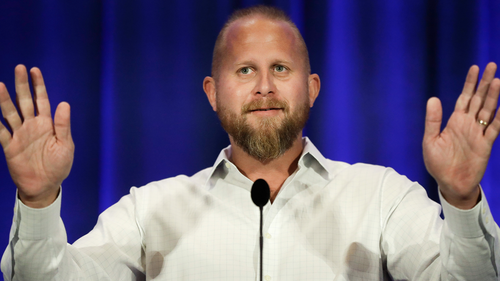 Brad Parscale campaign manager for Trump's 2020 reelection campaign speaks during the California GOP fall convention on Sept. 7, 2019, in Indian Wells, Calif. (AP Photo/Chris Carlson)