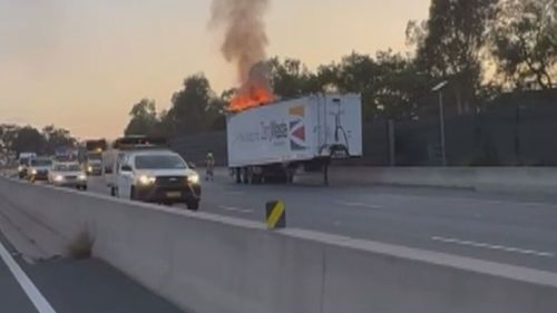 A truck fire at Revesby has caused a major traffic backup.