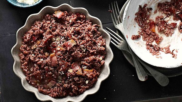 Pancetta, red wine & radicchio risotto