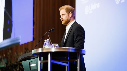 Príncipe Harry, duque de Sussex, fala no InterEdge Summit na quinta-feira, 16 de abril de 2026 em Melbourne