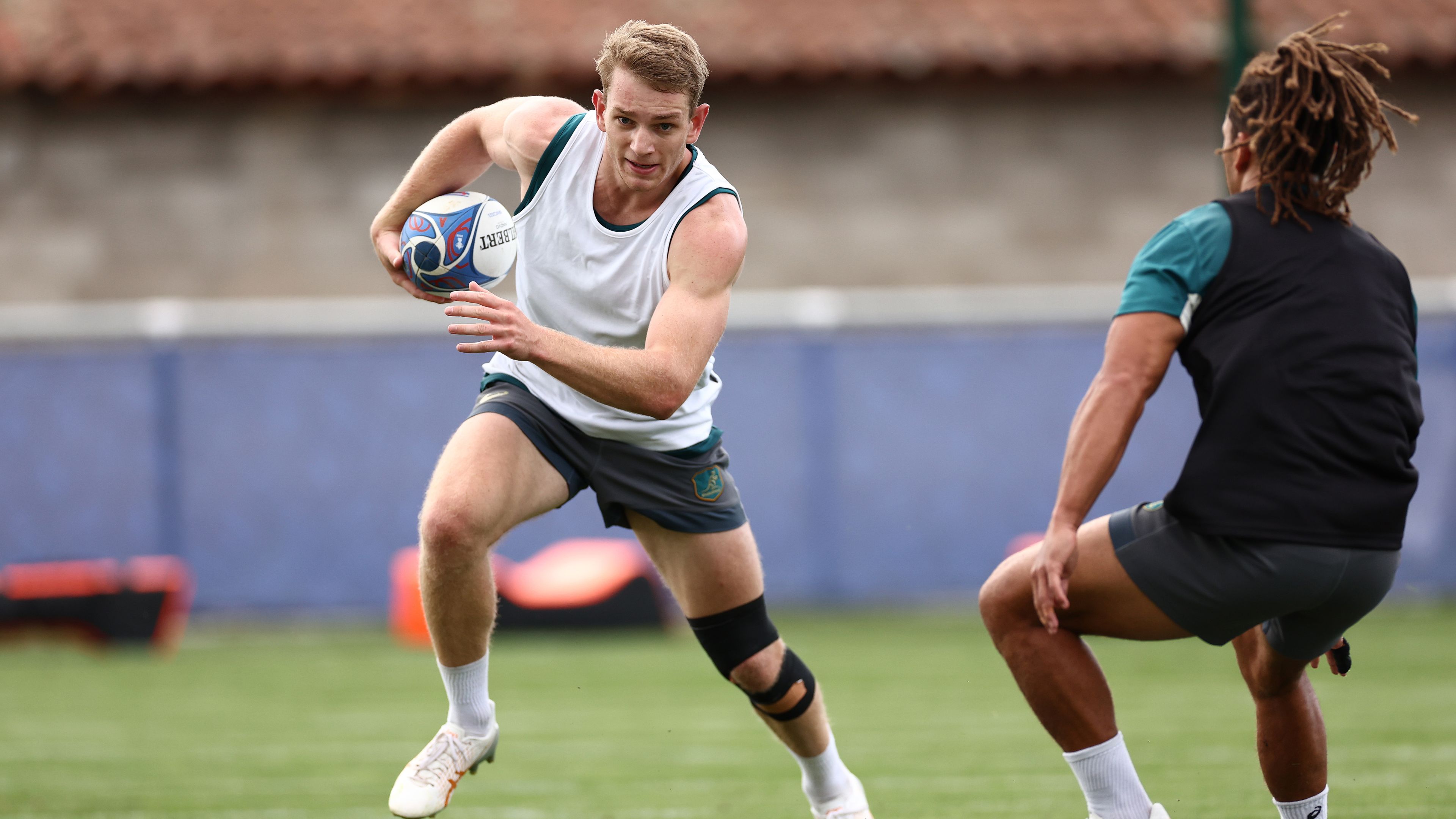 Max Jorgensen during a Wallabies training session.