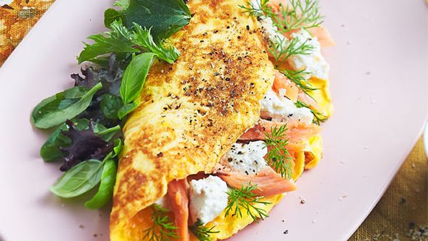 Smoked trout and Persian feta omelette