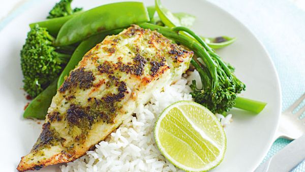 Green chilli spiced fish