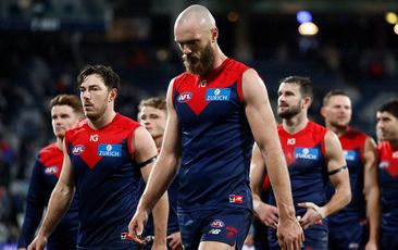 GEELONG, AUSTRALIA - JUNE 22: Max Gawn of the Demons looks dejected after a loss during the 2023 AFL Round 15 match between the Geelong Cats and the Melbourne Demons at GMHBA Stadium on June 22, 2023 in Geelong, Australia. (Photo by Michael Willson/AFL Photos via Getty Images)