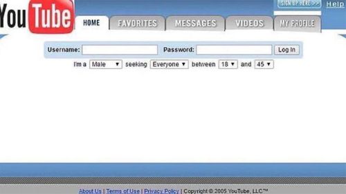 YouTube as it first appeared as a dating site.