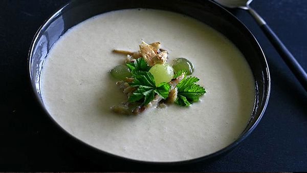 Almond gazpacho with blue swimmer crab and grapes