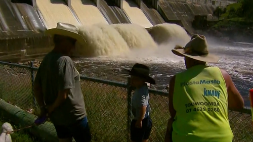 A bright spot amid the flood recovery is that the Leslie Dam is continuing to spill, which is a huge relief to locals in the Southern Downs region who have battled drought and dry weather for almost a decade.