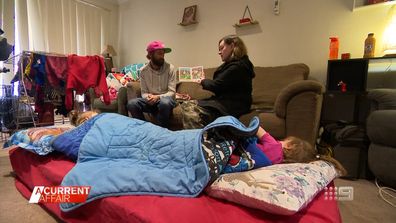 Mum Renee has a mattress, dad Troy takes the couch and daughters Amelia and Isabella share a bed.Living in the lounge room of a friend's place is the "awful" reality for this family of four, because they can't find a home to rent. 